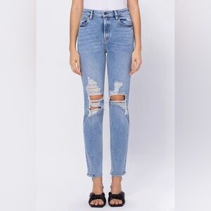 NWT HIDDEN LOS‎ ANGELES Women ZOEY MOM JEAN Distressed Size 27 Cotton HD1353M-LT